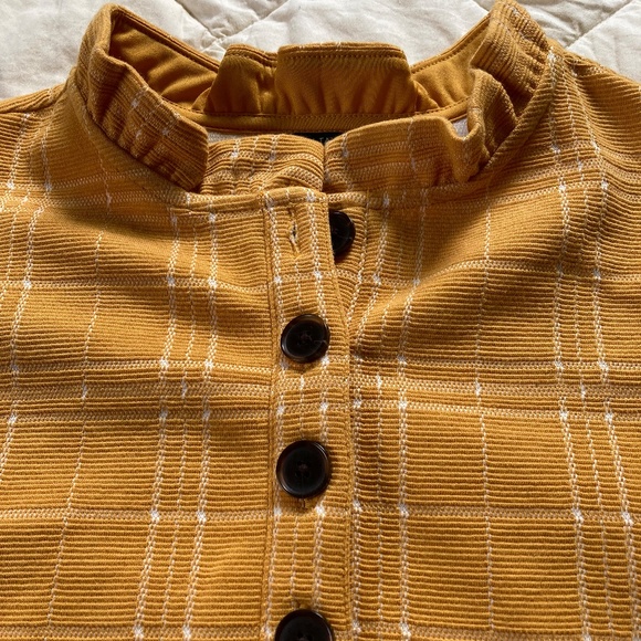 Yellow Check Ruffle Collar Blouse - Picture 3 of 7